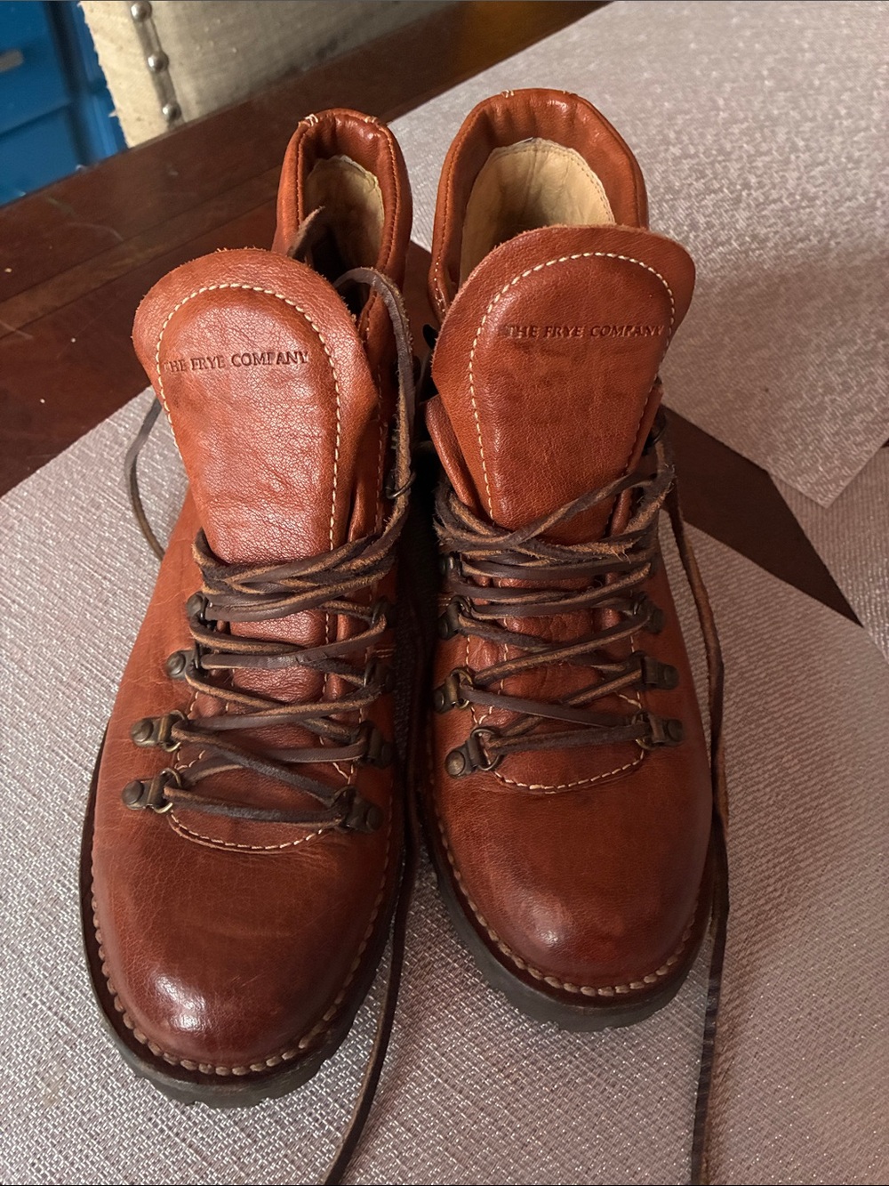 Men's Tan Leather Lace-Up Boots